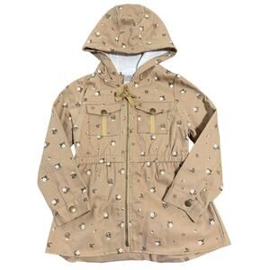 NWOT Little Lass Size 5 Girl Kid Tan Utility Tan Floral Full Zip Jacket‎ Gold